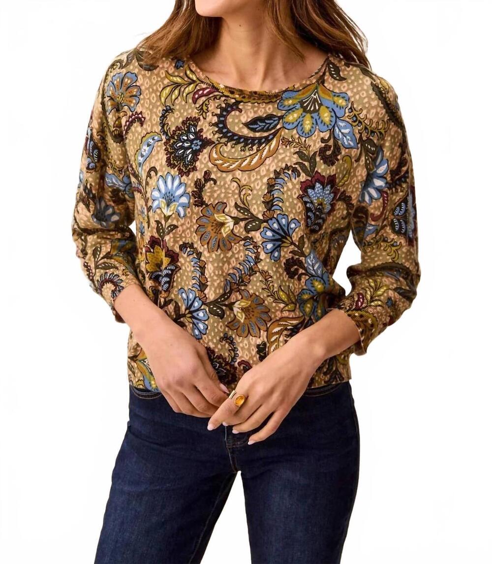 NEW TRIBAL three quarter sleeve crewneck sweater in aloe
